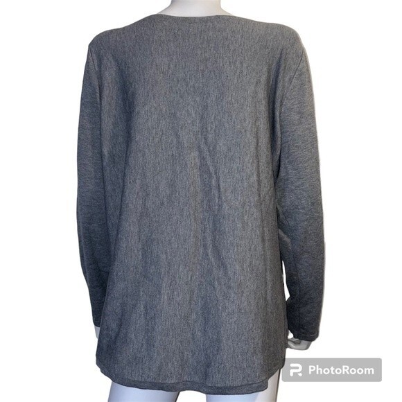 Chicos Long Sleeve Boat Neck Gray Lightweight Pull Over Sweater Size 3 - Picture 2 of 6